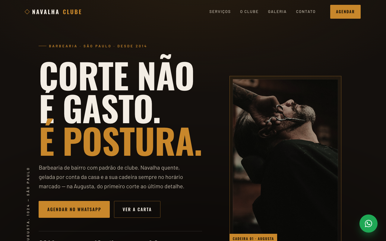 Site da barbearia Navalha Clube